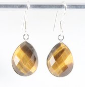 Boucles d'oreilles en argent forme goutte avec oeil de tigre facetté