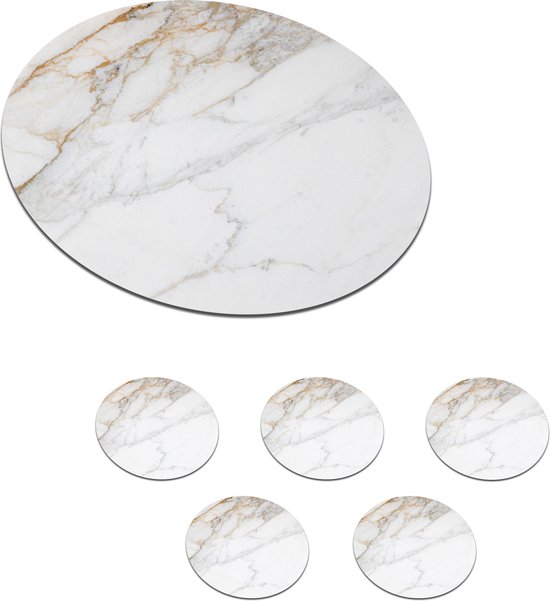 Sous- Sous-verres pour verres - Ronds - Marbre - Pierre - Wit - Or - Aspect  marbre -... | bol.com