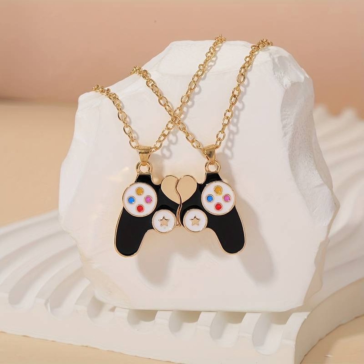Collier Pendentif Manette De Jeu Argenté - Bijou Humour Geek Homme/femme