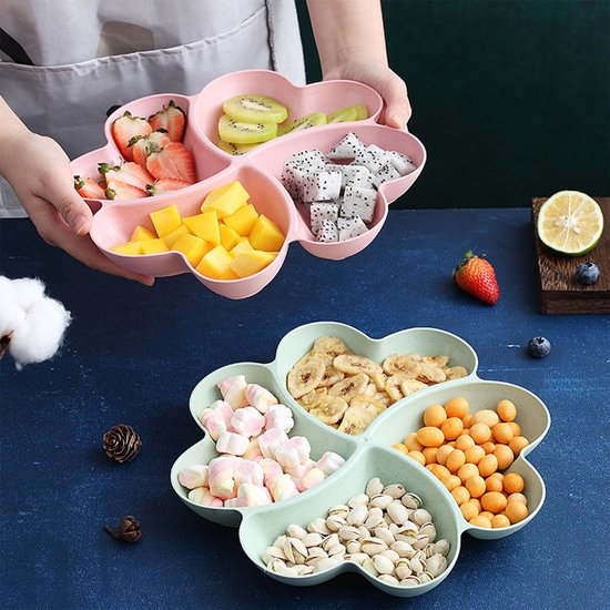 Abricots Secs SJDOFU - Lot De 4 Assiettes Coeur à Compartiments - Pour Snacks, Fruits Secs, Apéro Plateau Apéritif Cœur