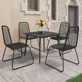 The Living Store tuinmeubelset - PVC-rattan - zwart - 80x80x74cm (tafel) - 54x59x91cm (stoel)