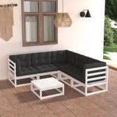 The Living Store Tuinset Grenenhout - 70x70x67cm - Wit - Antraciet