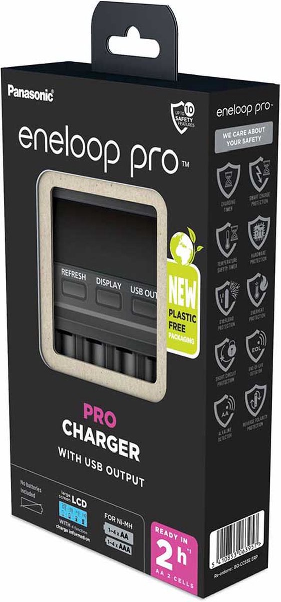 Panasonic Eneloop Pro Snelle Charger Met LCD Display - BQ-CC65E - zwart van Panasonic — afbeelding 2