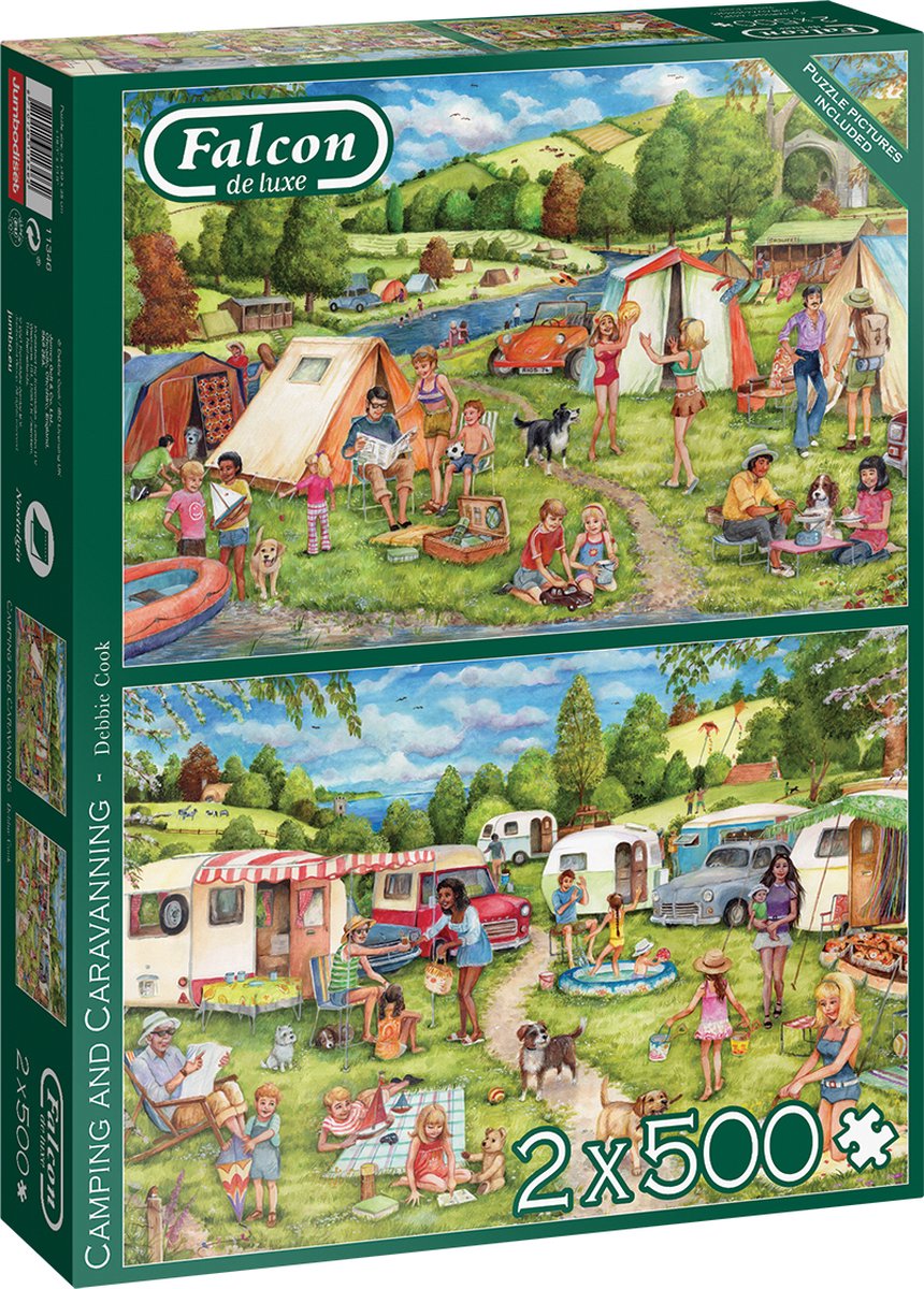 Falcon puzzel Camping and Caravanning - Legpuzzel - 2x500 stukjes
