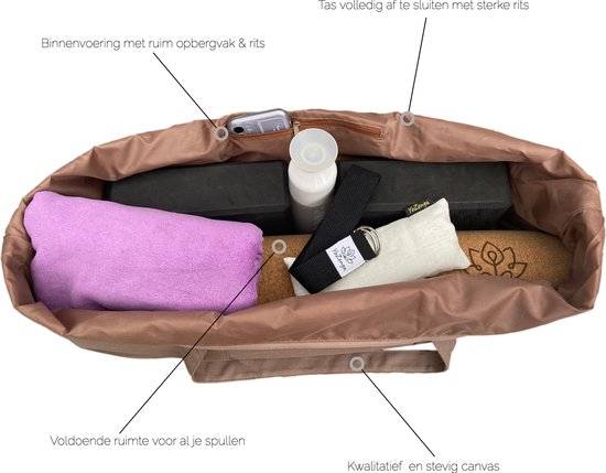 YoZenga Yogatas Olifant Urban Taupe - Sporttas - Yoga tas groot - Gouden Olifant Borduursel - Met Binnenvak - Ook Geschikt als Sporttas en Weekendtas van Merkloos — afbeelding 4