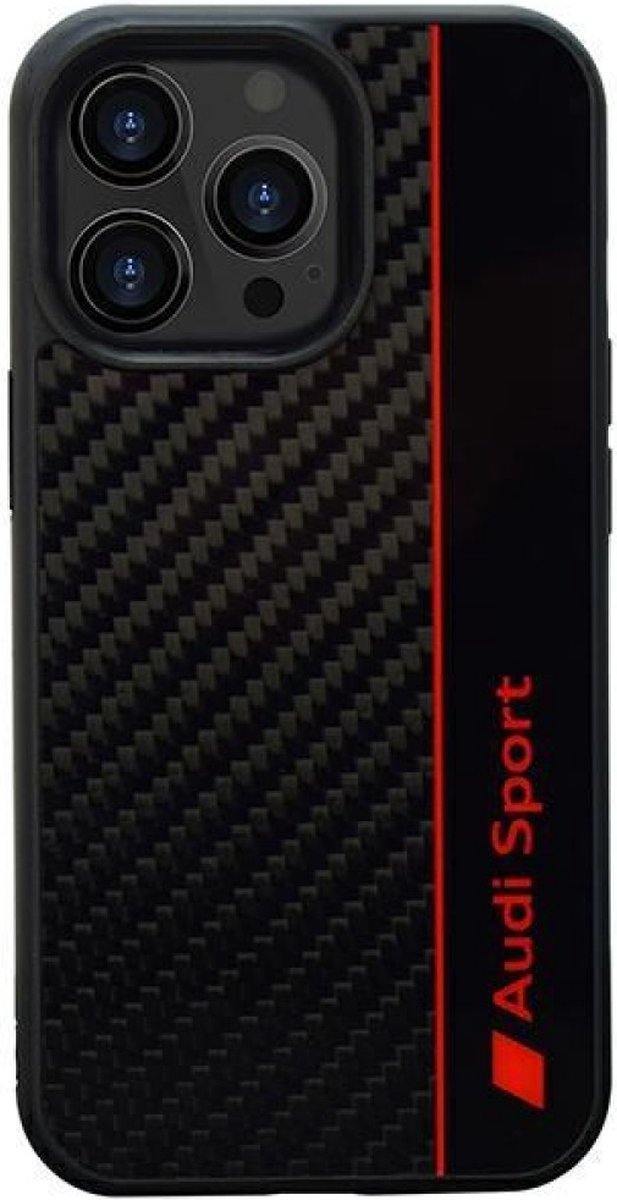 Audi Sport Carbon Fiber Back Case - Geschikt voor Apple iPhone 13 Pro (6.1") - Zwart