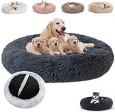 Donut-hondenmand, heerlijk zacht bed voor kleine, middelgrote en grote honden en katten, kalmeert, comfortabel en warm, ademend, donkergrijs L