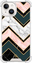Casimoda® hoesje - Geschikt voor iPhone 14 - Marmer Triangles - Shockproof case - Extra sterk - Siliconen/TPU - Multi, Transparant