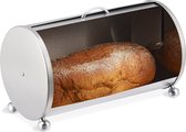 Boîte à pain Relaxdays en acier inoxydable - boîte à pain en métal - boîte à pain ronde à poser - argent - rétro