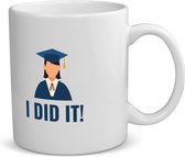 Akyol - i did it! koffiemok - theemok - Geslaagd - iemand die is geslaagd - gelukt - gefeliciteerd - examen - school - diploma gehaald - cadeau - kado - geschenk - gift - 350 ML inhoud