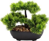 Kunstbonsai Bonsai-kunstboom - kunstmatige Japanse grenen bonsai in pot voor thuis kantoor badkamerdecoratie desktop en als cadeau groenblijvende bonsai-kunstboom