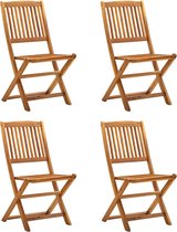 The Living Store Ensemble de chaises pliantes - Bois d'Acacia - Naturel - 4 chaises