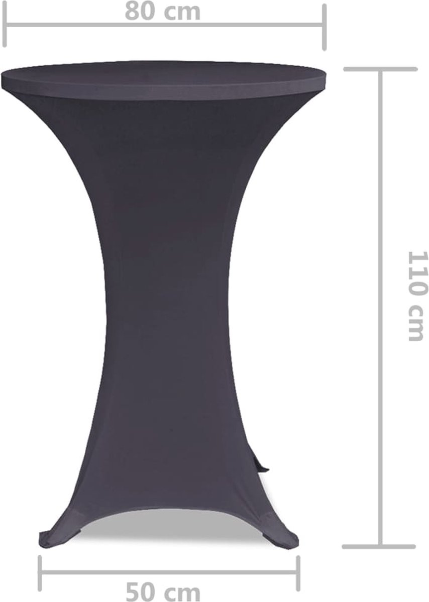 The Living Store statafelhoes - Stretch - tafelhoezen - tot 120 cm - kleur- antraciet - herbruikbaar