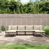 The Living Store Loungeset - Antraciet - Poly Rattan - 72x72x66 cm - Comfortabele zitervaring