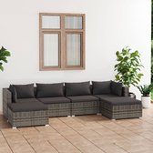 The Living Store - Tuinset poly rattan - Grijs - Modulair - 70x70x60.5cm - Comfortabele kussens