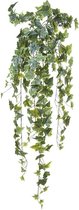 Louis Maes kunstplant met blaadjes hangplant Klimop/hedera - groen/wit - 105 cm - Klimplanten