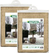 Nature plantenhoes jute - 2x - H100 x D75 cm - naturel - met trekkoord - anti-vorst beschermhoes