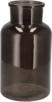 DK Design Bloemenvaas/siervaas melkbus fles model - helder gekleurd glas - zwart - D15 x H26 cm