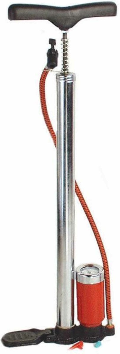 Bruder Mannesmann Fietspomp handpomp - 7 bar - metaal - zilver - manometer - 3 ventieladapters