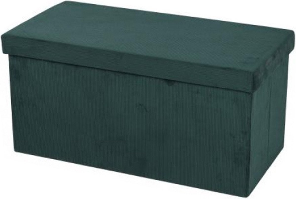 Urban Living Hocker bank - poef XXL - opbergbox - smaragd groen - polyester/mdf - 76 x 38 x 38 cm - opvouwbaar Emerald groen