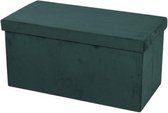 Urban Living Hocker bank - poef XXL - opbergbox - smaragd groen - polyester/mdf - 76 x 38 x 38 cm - opvouwbaar