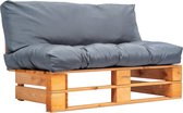 The Living Store Pallet Bench - Banc de jardin - 110x66x65 cm - Coussins d'assise et de dossier - Grijs - En bois de pin imprégné