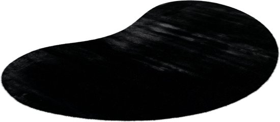 Lalee Heaven - Tapis de forme organique - Tapis - Tapis - Poils hauts - Super doux - Moelleux - forme de rein - biologique - lapin - 160x230 cm noir noir