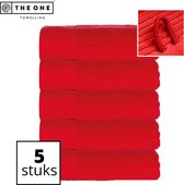 The One Towelling Classic Handdoeken - Voordeelverpakking - Hoge vochtopname - 100% Gekamd katoen - 50 x 100 cm - Rood - 5 Stuks