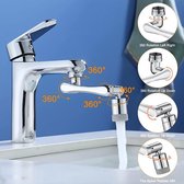Robinet 1440 chromé Fixation - Fixation robinet - Tête de robinet - Acier inoxydable - Rotatif 1440 degrés - Diverses positions - Perlateur - Rotatif - Rallonge - Économie d'eau