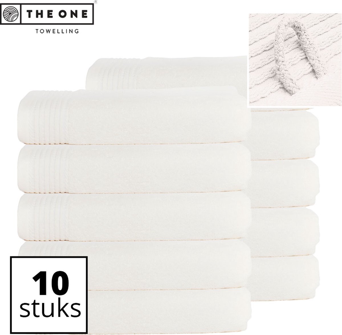 The One Towelling Classic Handdoeken - Voordeelverpakking - Hoge vochtopname - 100% Gekamd katoen - 70 x 140 cm - Ivoor Crème - 10 Stuks