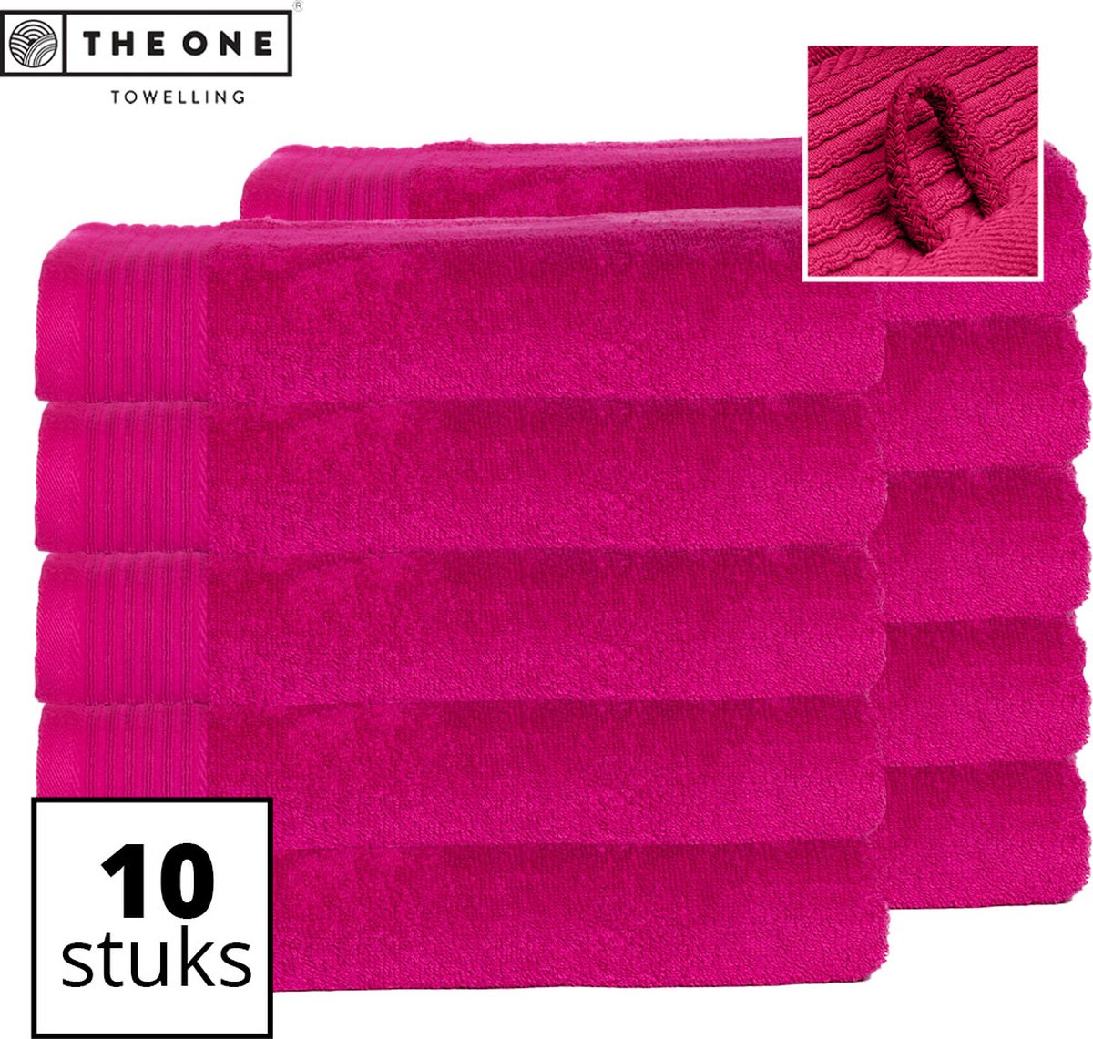 The One Towelling Classic Handdoeken - Voordeelverpakking - Hoge vochtopname - 100% Gekamd katoen - 70 x 140 cm - Magenta - 10 Stuks