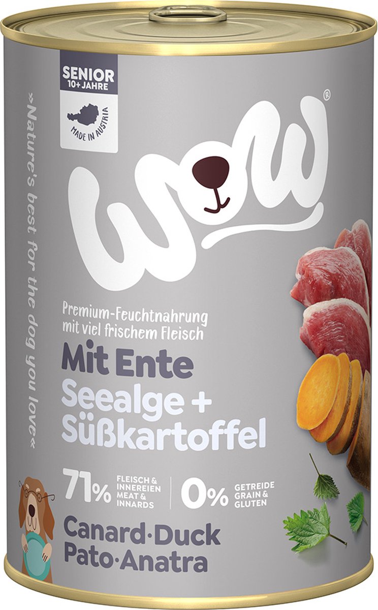 Wow WOW Graanvrij natvoer Senior Eend 6 x 400 gram - Hond