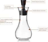 Olijfolie Dispenser.Glazen flessen en schenktuit Set voor keuken, olie & azijn Cruet/karaf, met druppelloze afgedekte uitloop, vloeibare specerij container, glazen karaf voor keuken. (250 ml)