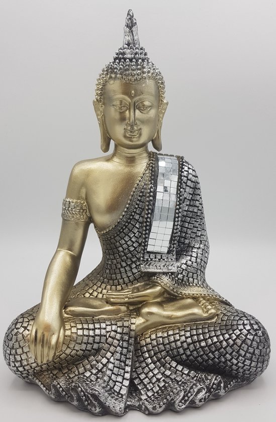 Buda - Boeddha beeld 27 cm Zilver kleur