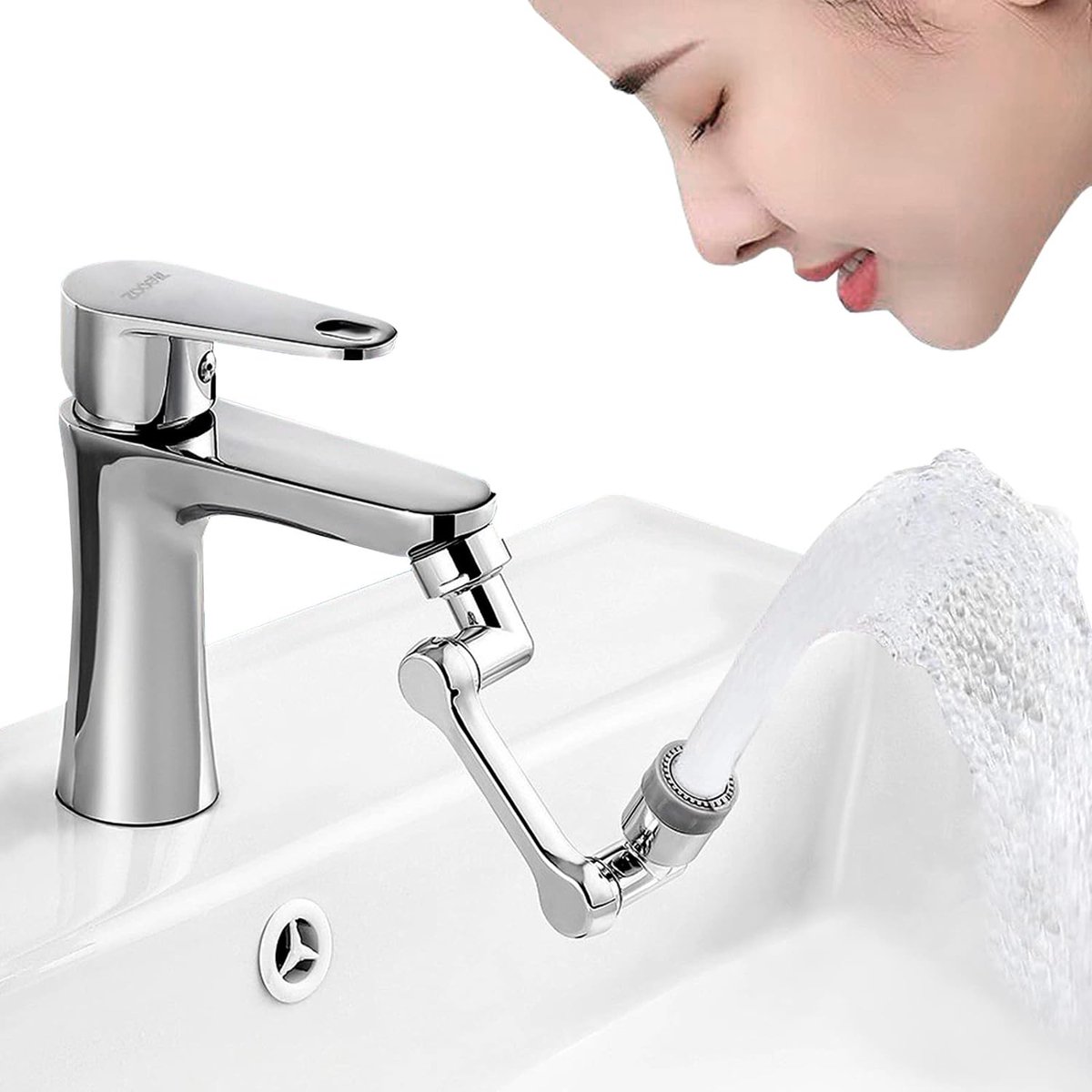 ECONOMISEUR D'EAU,Dual Mode--Extension de robinet rotative à 1080 degrés,  tête de pulvérisation universelle pour salle de bain, adap