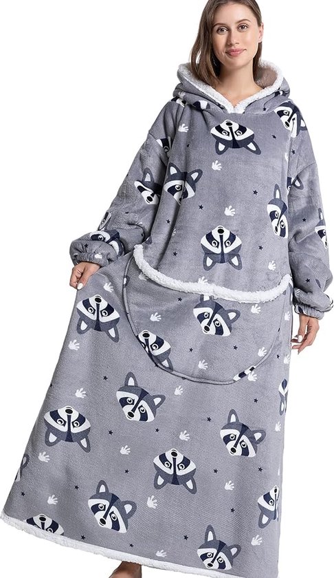 Couverture à capuche surdimensionnée avec énorme poche, sweat-shirt, couverture pour femmes et hommes, taille unique