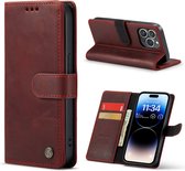 Casemania Étui pour Apple iPhone 15 Pro Rouge - Étui portefeuille en cuir Vintage