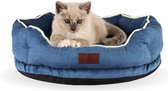 AdomniaGoods - Luxe kattenmand - Crown hondenmand - Antislip kattenkussen - Wasbaar hondenkussen - Afneembare hoes - Blauw 70cm
