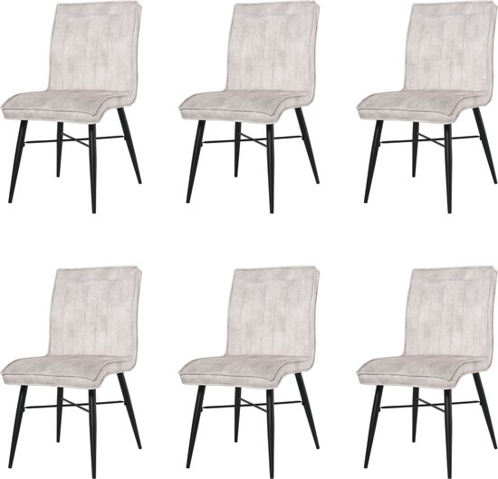 Nuvolix velvet eetkamerstoelen set van 6 "Berlijn" - eetkamerstoel - velvet stoel - wit