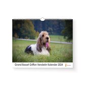 Kalender 2024 - Grand Basset Griffon Vendeén - 35x24cm - 300gms - Spiraalgebonden - Inclusief ophanghaak