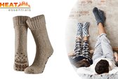 Heat Essentials - Antislip Sokken Dames - Beige - 35/38 - Wollen Sokken - Huissokken Dames - Noorse Sokken - Unisex