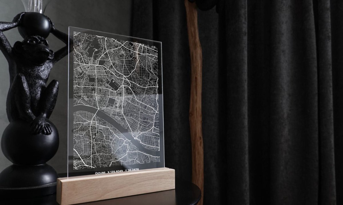 Ōizumi kaart op plexiglas | poster van je stad - vensterbankdecoratie - wanddecoratie