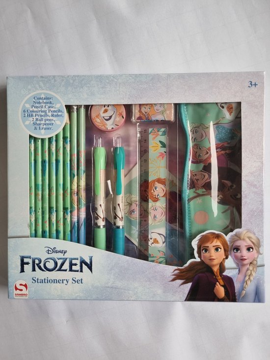 Schoolset Frozen II, compleet met o.a. pennen, potloden, lineaal, penetui e.d. 14 onderdelen, kindercadeau meisje