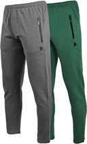2- Pack Donnay Pantalons de survêtement avec jambe droite - Pantalons de sport - Homme - Taille 3XL - Vert forêt/Charc-marl (429)