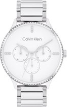 Calvin Klein CK25200373 Dress Dames Horloge - Mineraalglas - Staal - Zilver - 38 mm breed - Quartz - Vouw/Vlindersluiting - 3 ATM (spatwater)