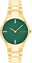 Calvin Klein CK25200333 Admire Dames Horloge - Mineraalglas - Staal - Goudkleurig - 30 mm breed - Quartz - Vouw/Vlindersluiting - 3 ATM (spatwater)