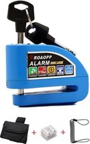 RAMBUX® - Schijfremslot - Motorslot - Scooterslot - Schijfremslot met Alarm - Motor Alarm Sirene - Remschijfslot met Opberghoes & Slot Kabel - Blauw