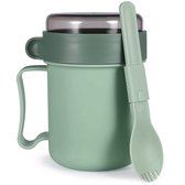 Tasse à soupe - Vert - Micro-ondes - Avec cuillère - À emporter - Résistant à la chaleur - Tasse à yaourt à emporter - Tasse à muesli - Pot à déjeuner
