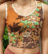 Shirt met batik print in bruin Maat M
