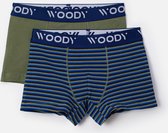 Woody boxershort jongens - kakigroen/blauw - gestreept - 232-10-CLD-Z/058 - maat 116